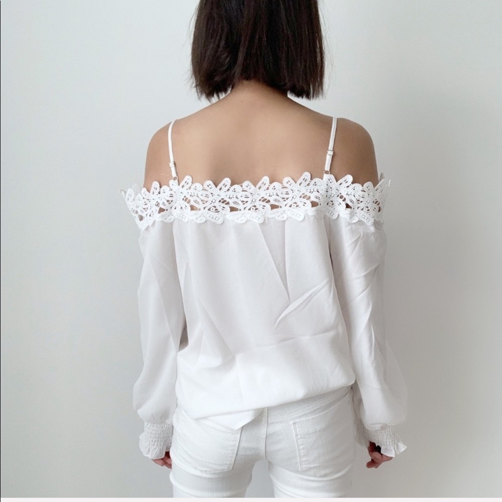 BOHO CROCHETED OFF SHOULDER TOP - WHITE - Picture 5 of 5